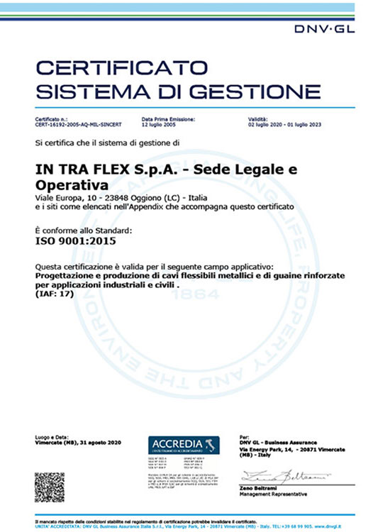 Certificato Sistema di Gestione 9001:2015